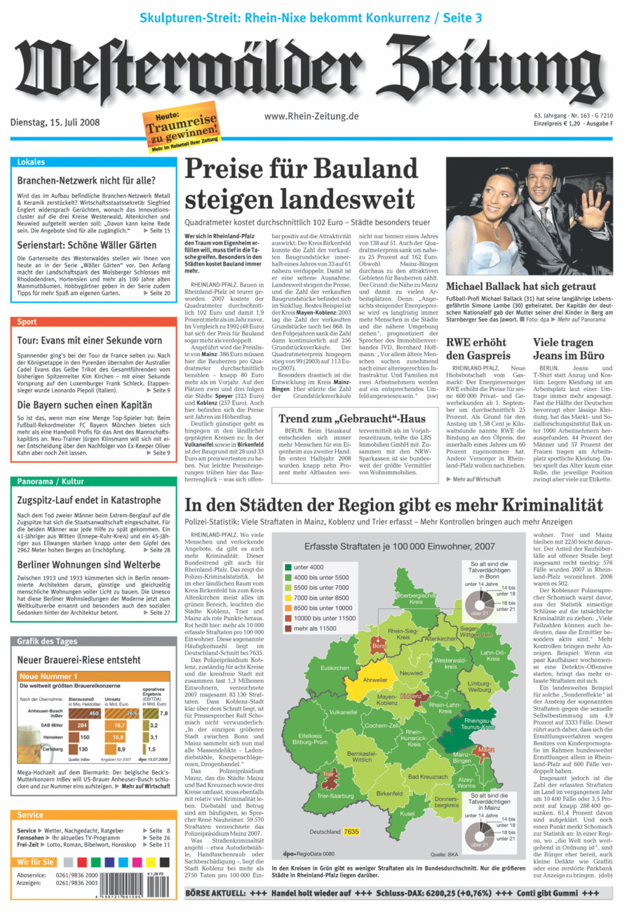 Westerwälder Zeitung vom Dienstag, 15.07.2008