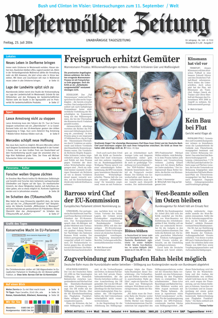 Westerwälder Zeitung vom Freitag, 23.07.2004