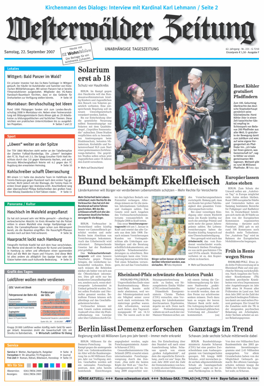 Westerwälder Zeitung vom Samstag, 22.09.2007