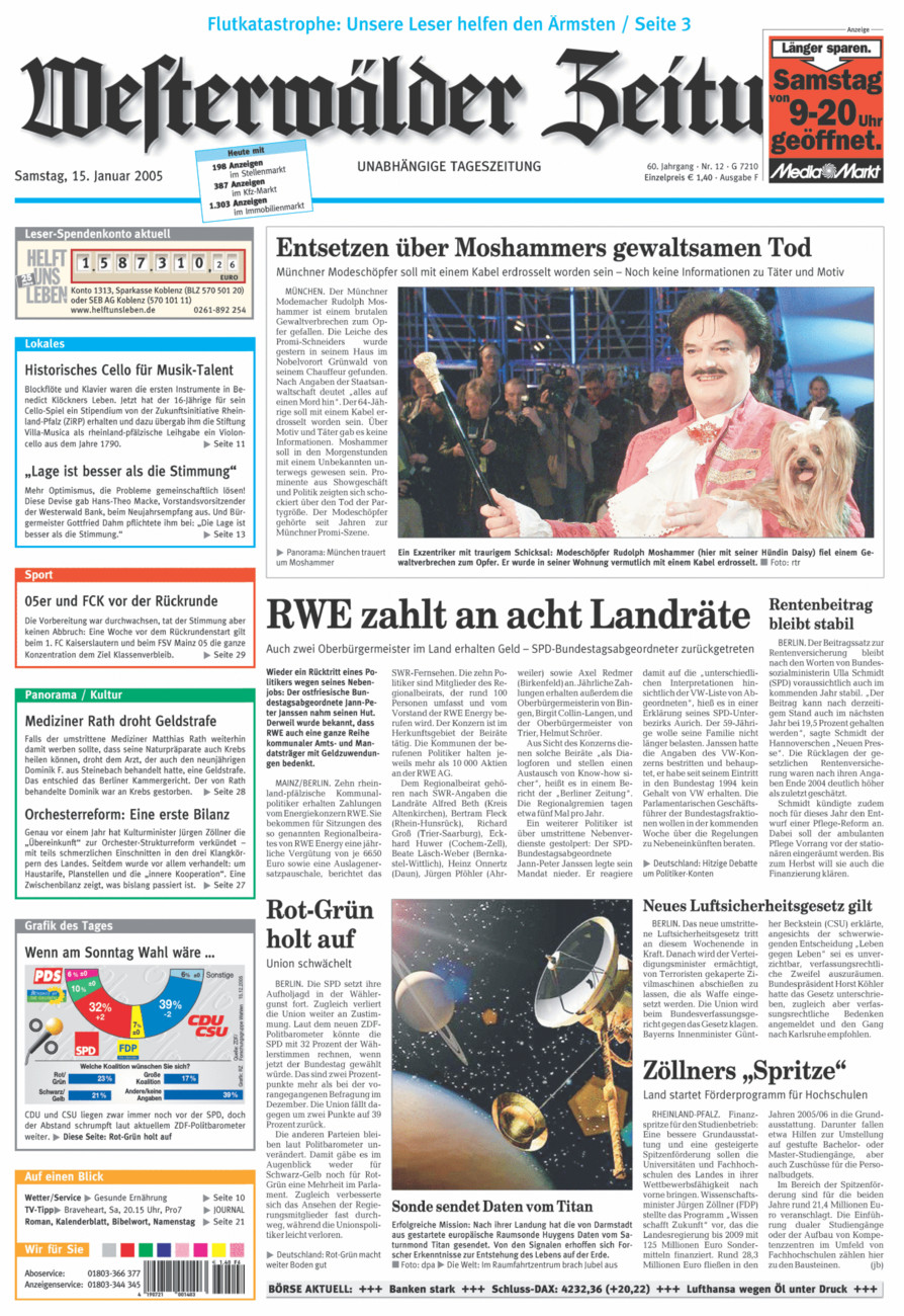 Westerwälder Zeitung vom Samstag, 15.01.2005