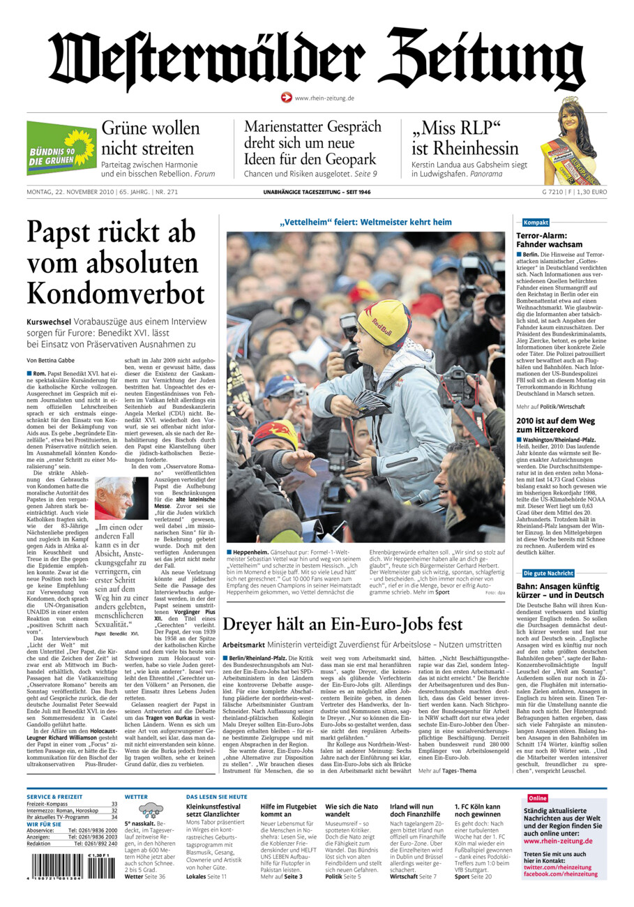 Westerwälder Zeitung vom Montag, 22.11.2010