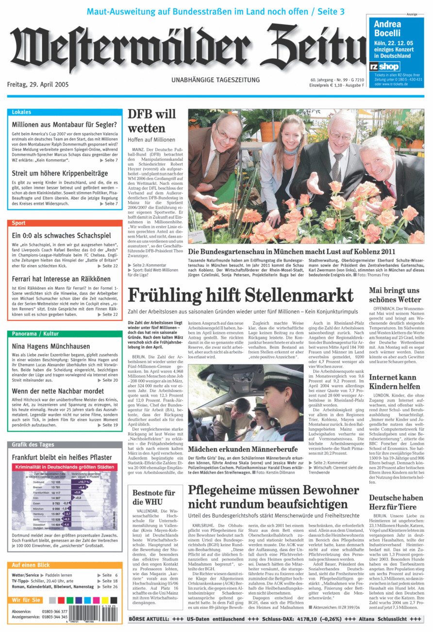 Westerwälder Zeitung vom Freitag, 29.04.2005