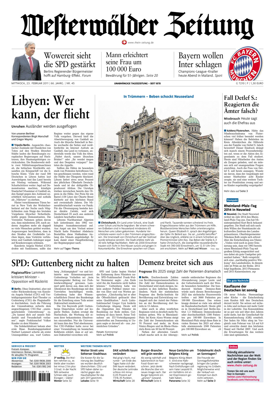 Westerwälder Zeitung vom Mittwoch, 23.02.2011