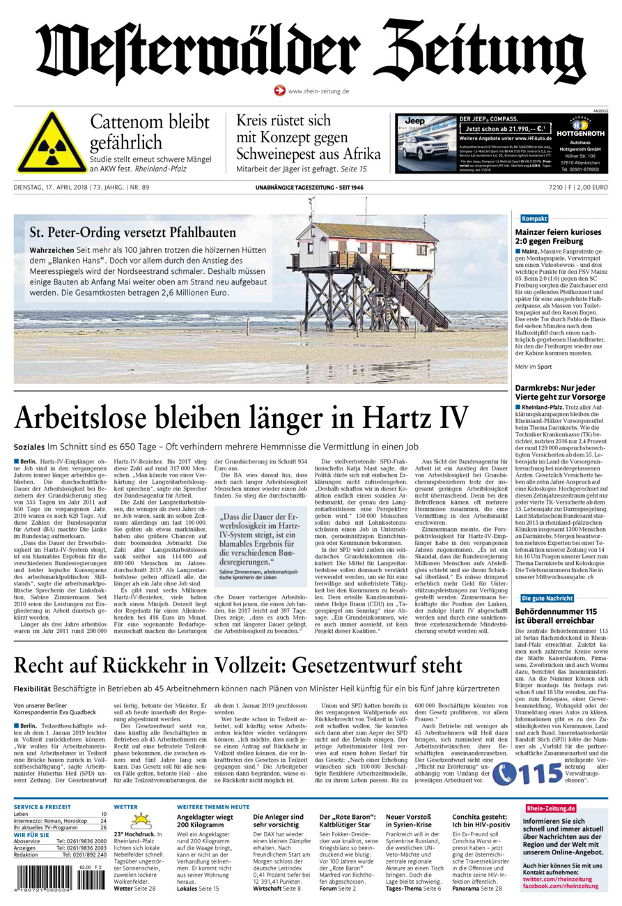 Westerwälder Zeitung vom Dienstag, 17.04.2018