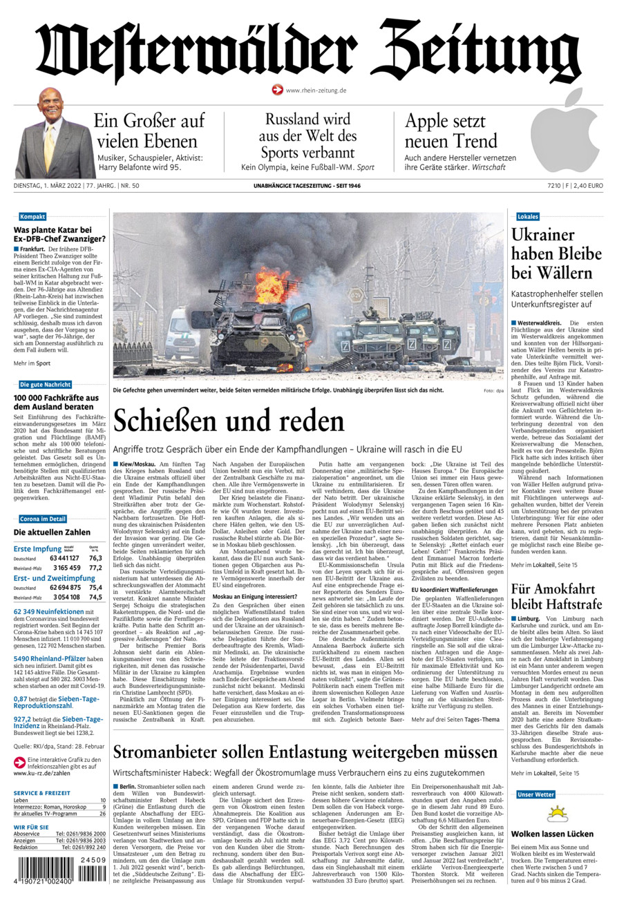 Westerwälder Zeitung vom Dienstag, 01.03.2022