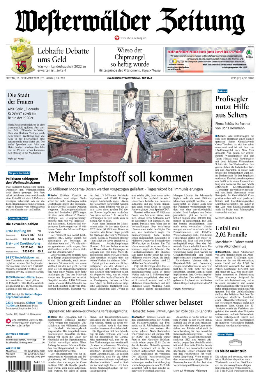 Westerwälder Zeitung vom Freitag, 17.12.2021