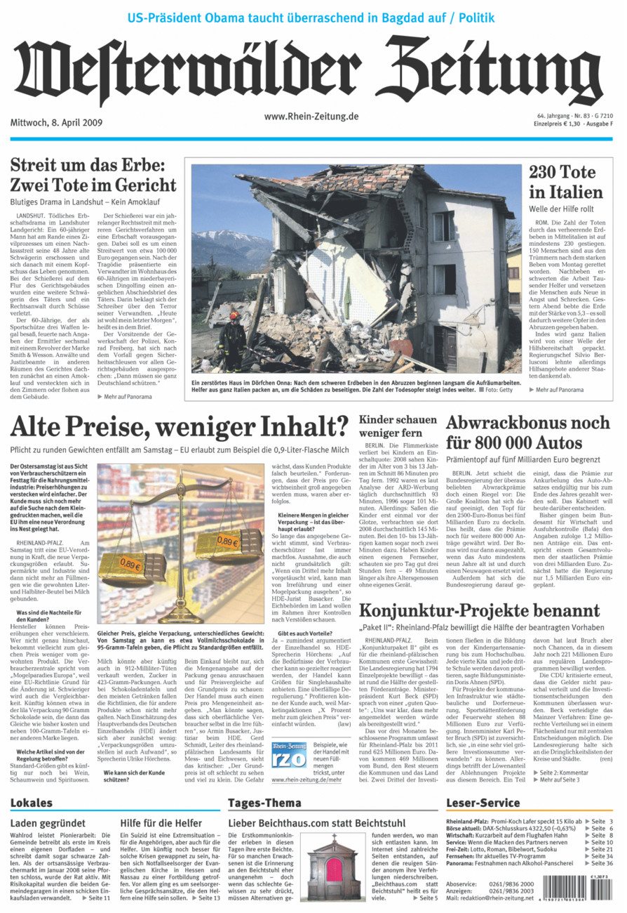 Westerwälder Zeitung vom Mittwoch, 08.04.2009