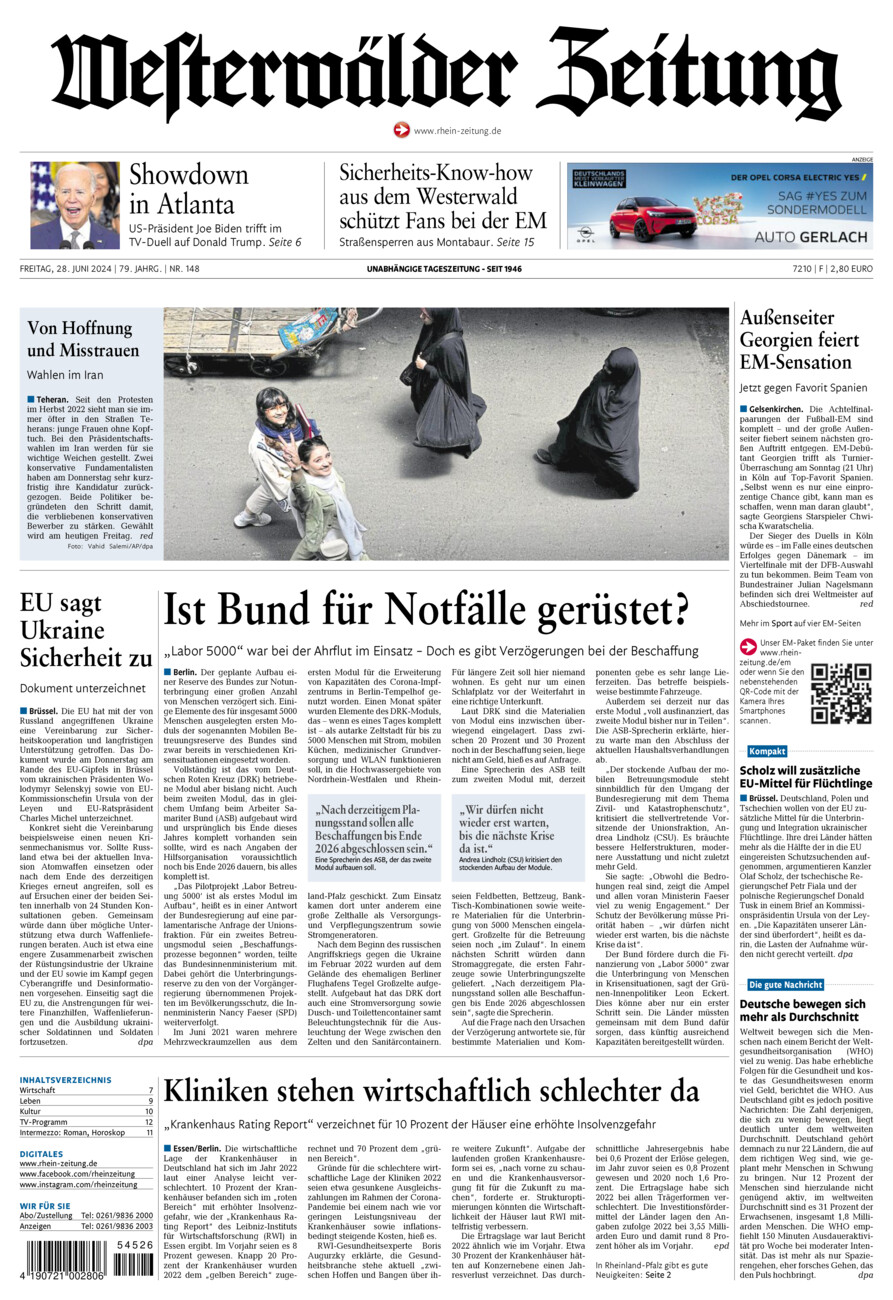 Westerwälder Zeitung vom Freitag, 28.06.2024