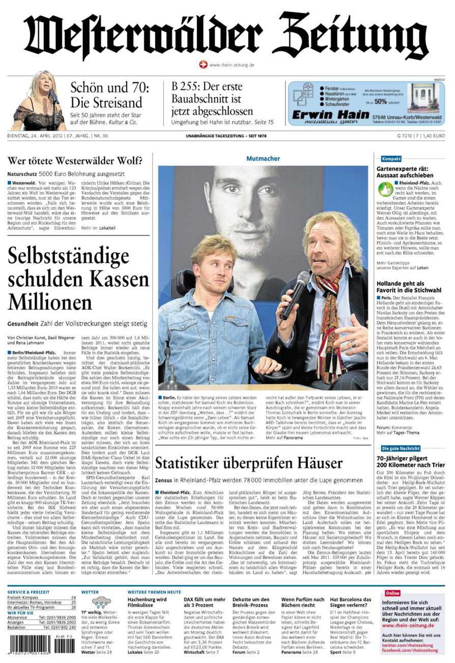 Westerwälder Zeitung vom Dienstag, 24.04.2012