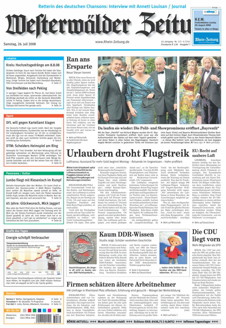 Westerwälder Zeitung vom Samstag, 26.07.2008