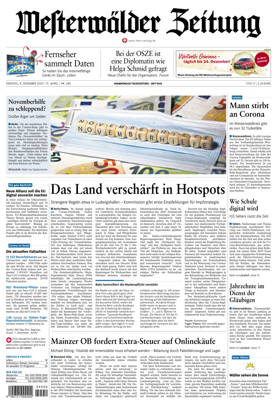 Westerwälder Zeitung vom Dienstag, 08.12.2020
