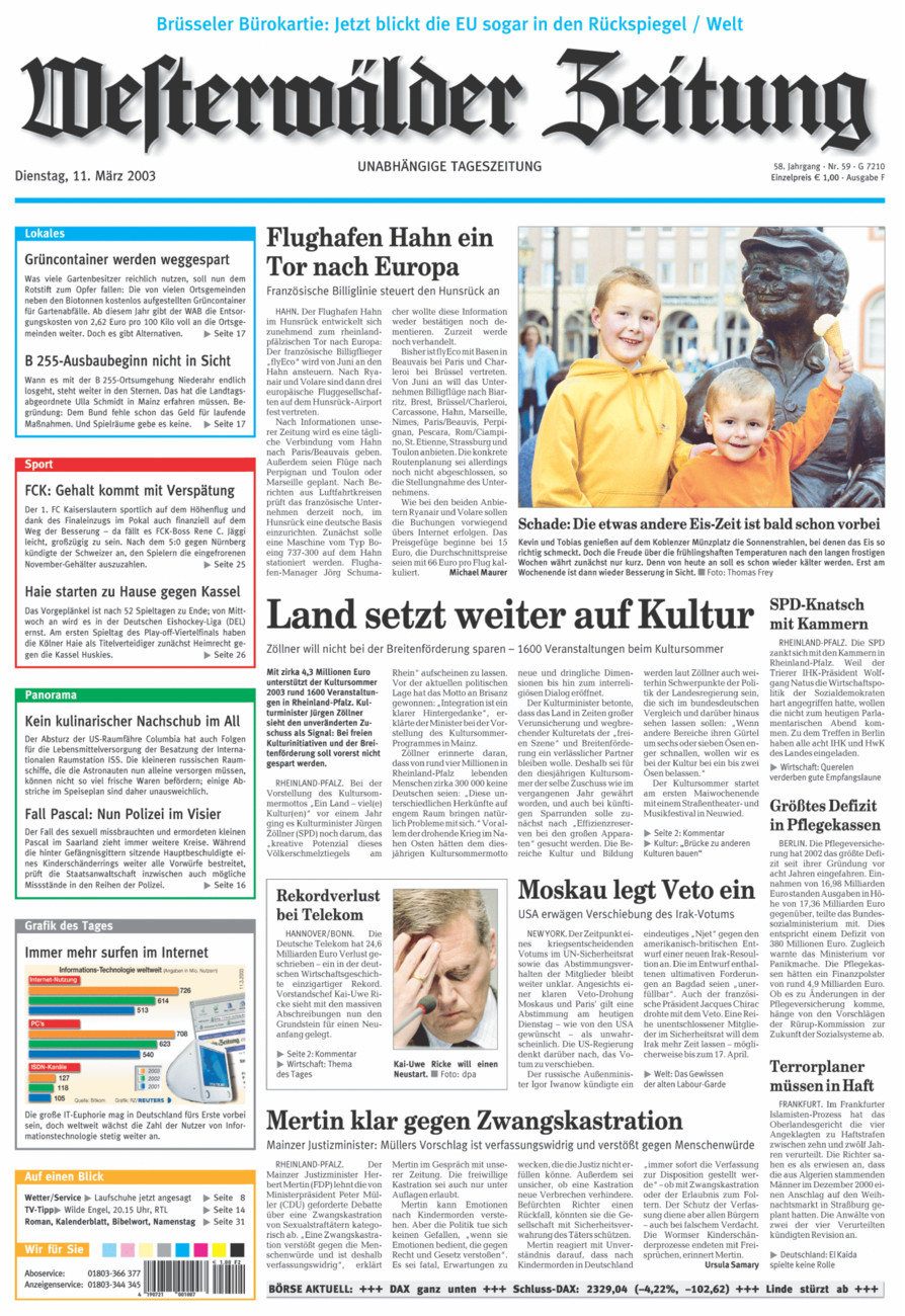 Westerwälder Zeitung vom Dienstag, 11.03.2003
