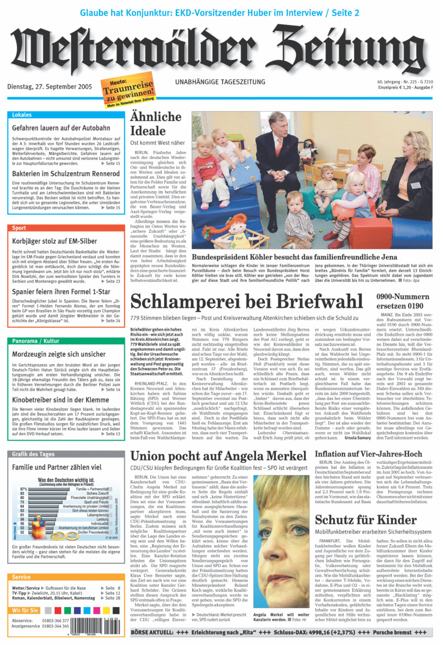 Westerwälder Zeitung vom Dienstag, 27.09.2005