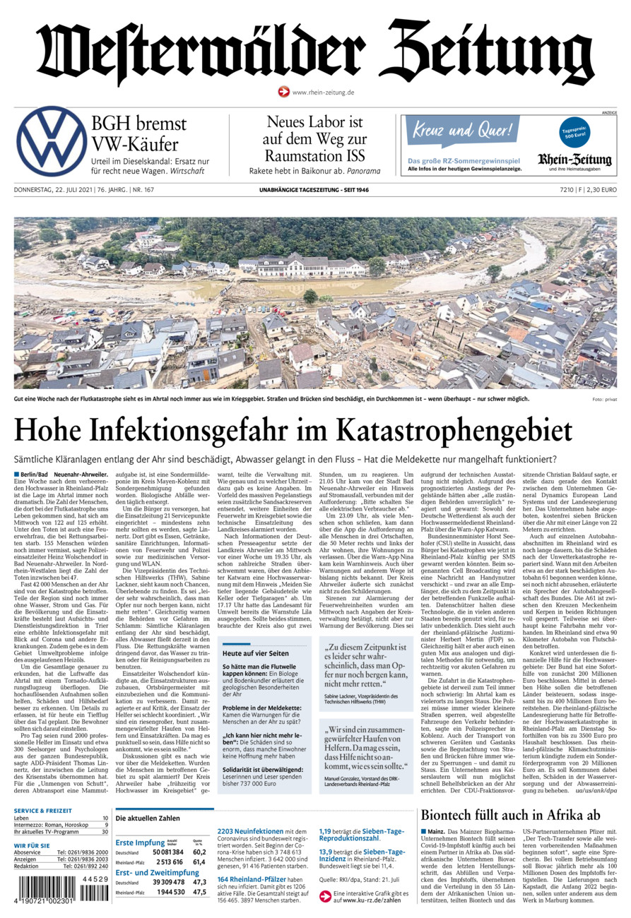 Westerwälder Zeitung vom Donnerstag, 22.07.2021
