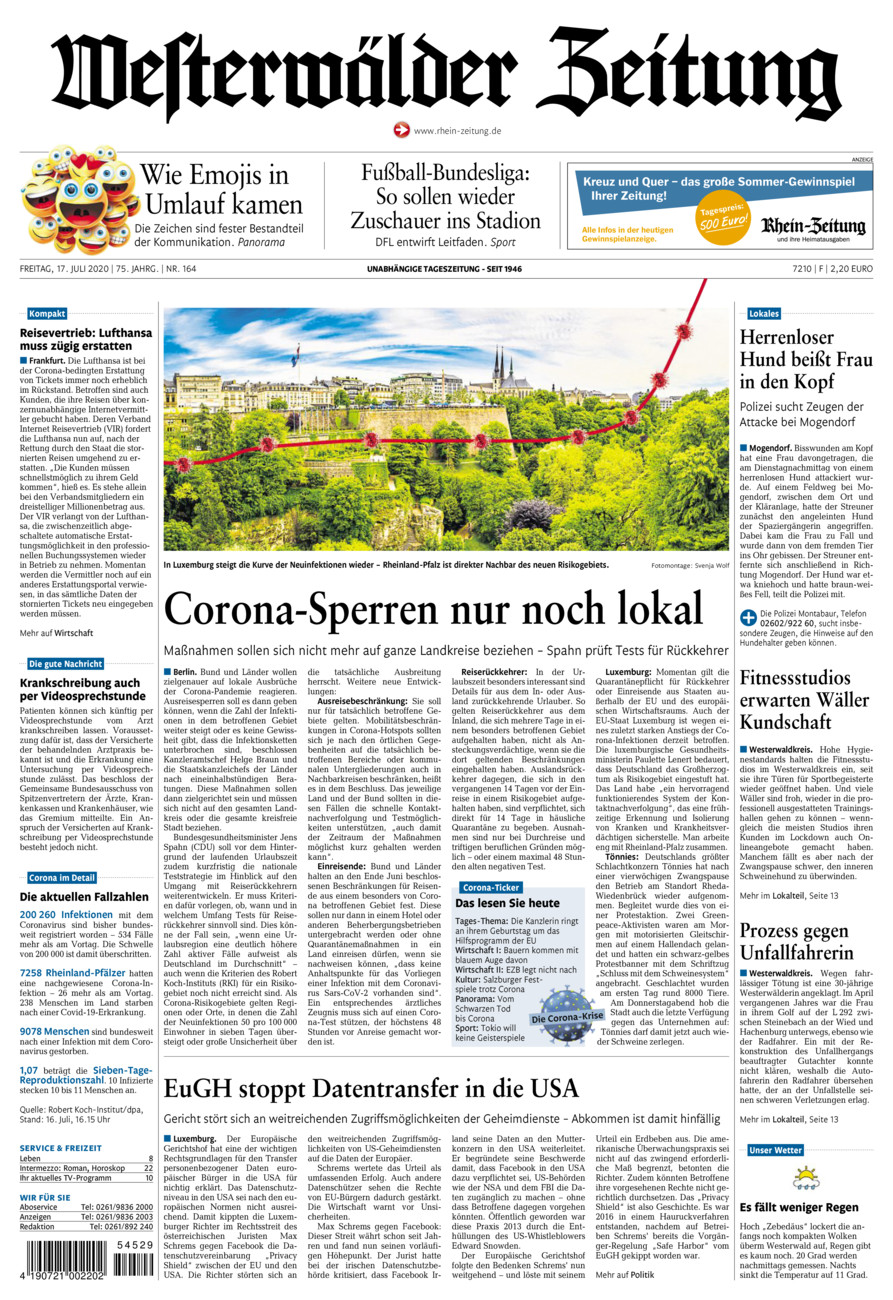 Westerwälder Zeitung vom Freitag, 17.07.2020