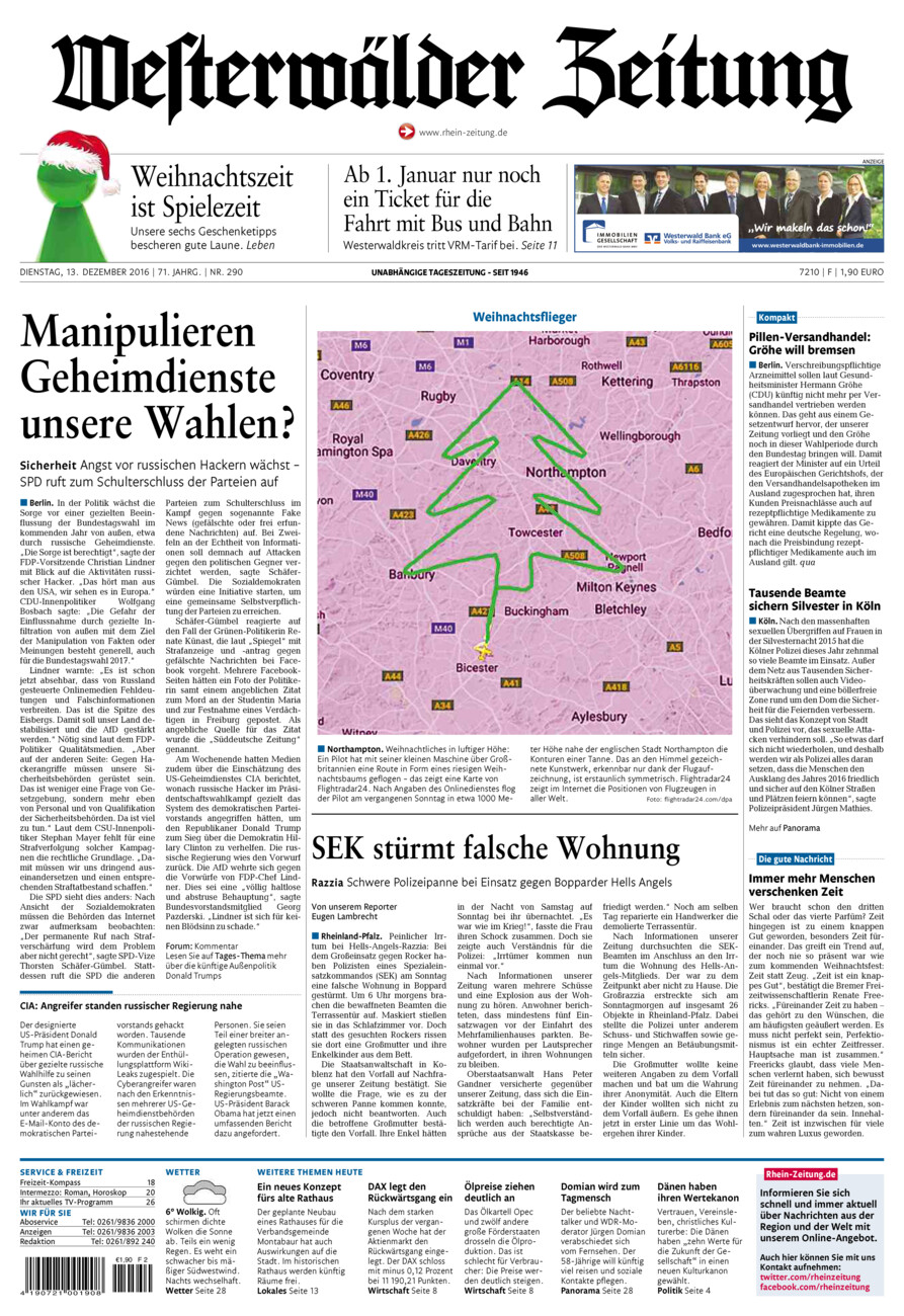 Westerwälder Zeitung vom Dienstag, 13.12.2016