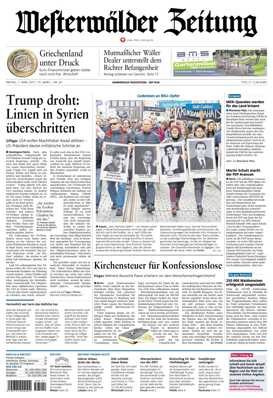 Westerwälder Zeitung vom Freitag, 07.04.2017