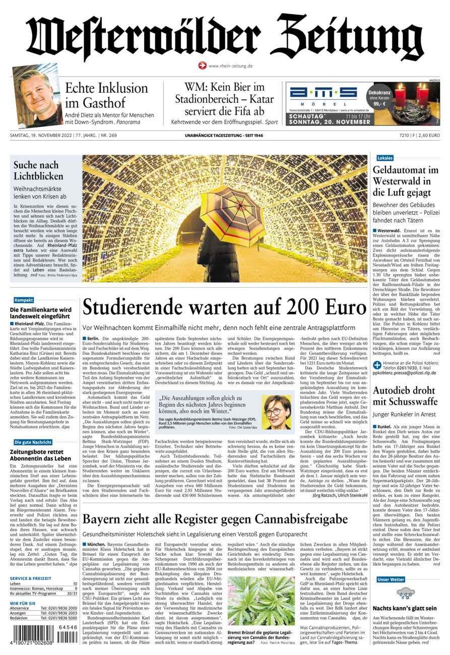 Westerwälder Zeitung vom Samstag, 19.11.2022