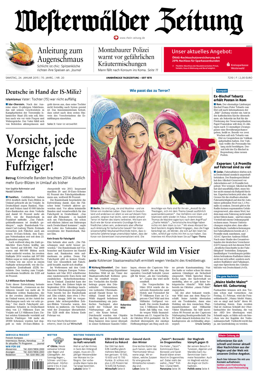 Westerwälder Zeitung vom Samstag, 24.01.2015