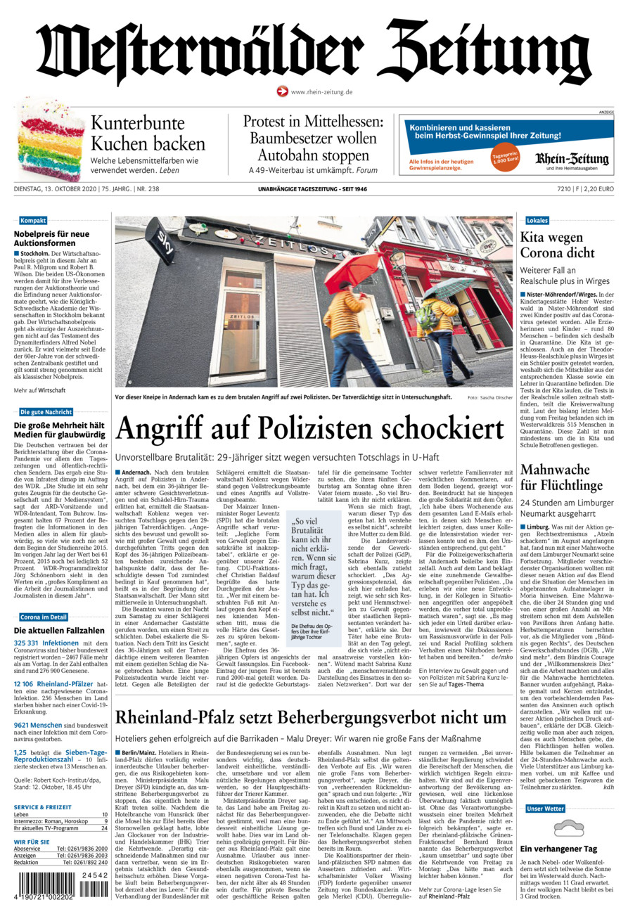 Westerwälder Zeitung vom Dienstag, 13.10.2020