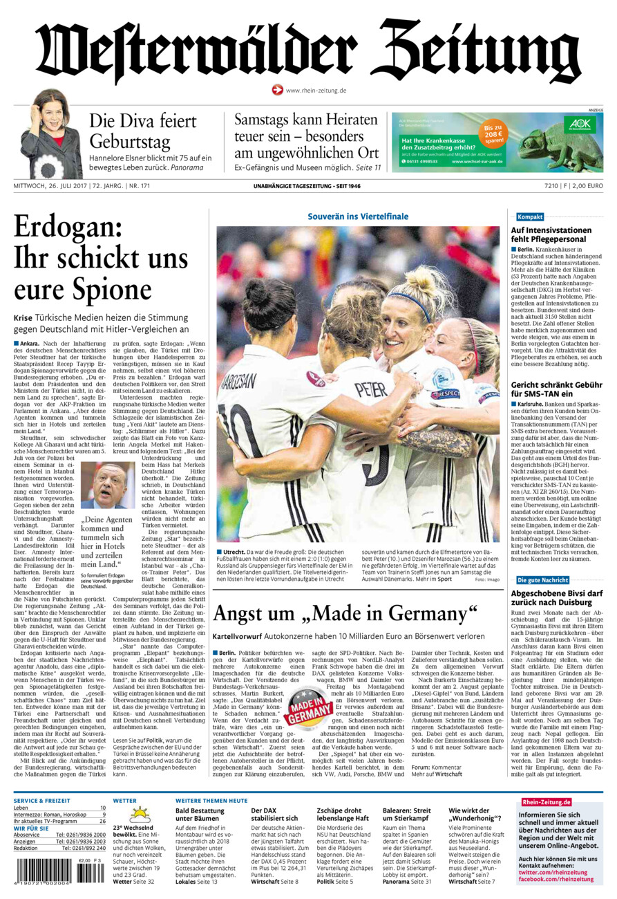 Westerwälder Zeitung vom Mittwoch, 26.07.2017