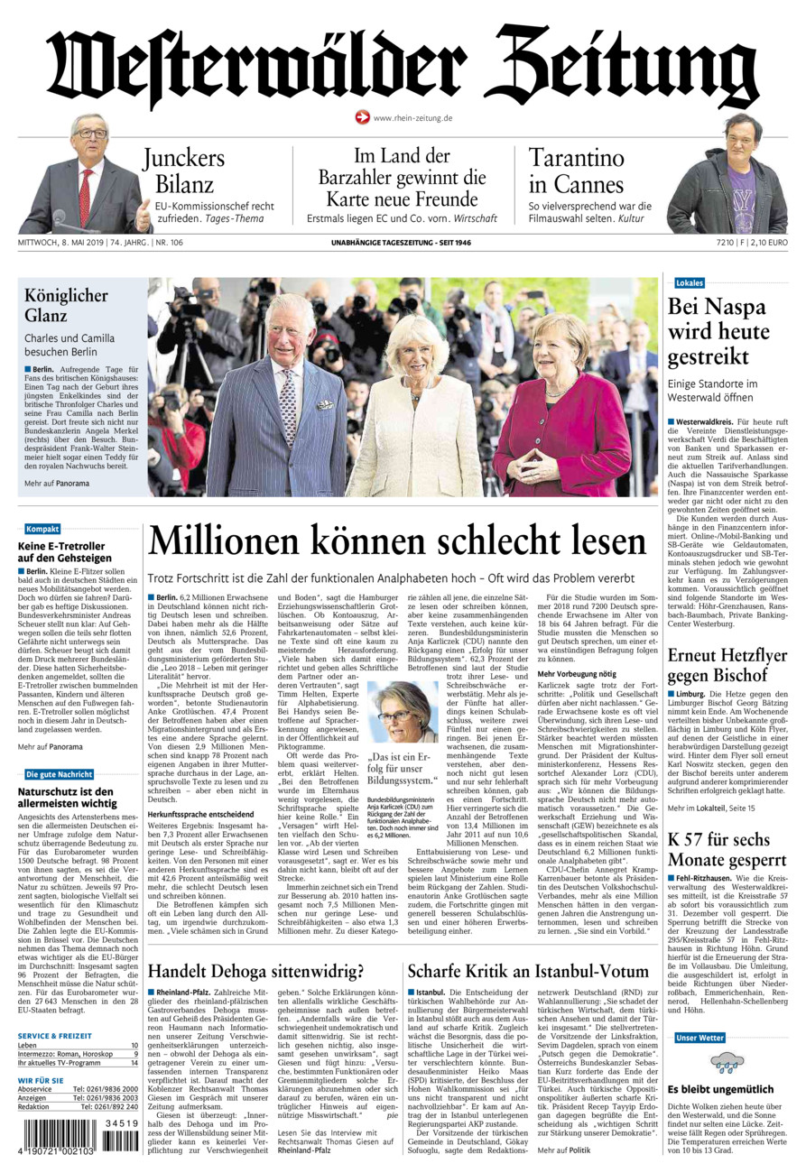 Westerwälder Zeitung vom Mittwoch, 08.05.2019