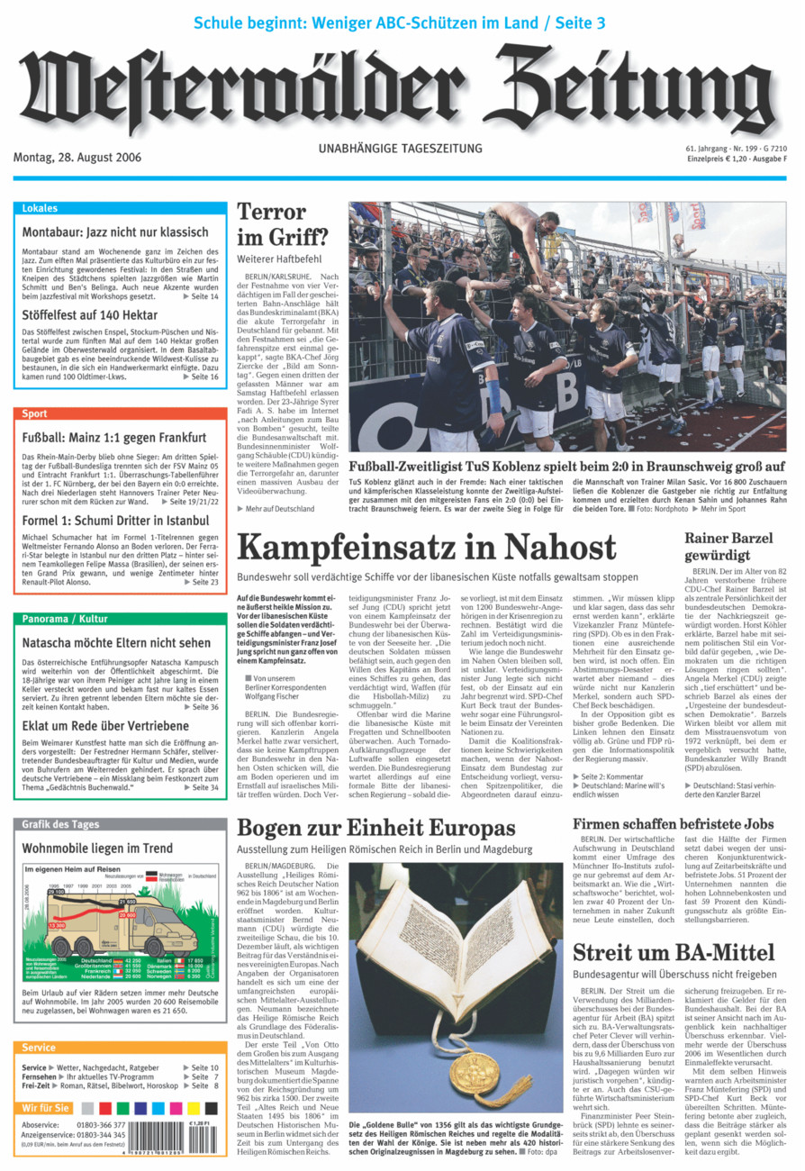 Westerwälder Zeitung vom Montag, 28.08.2006