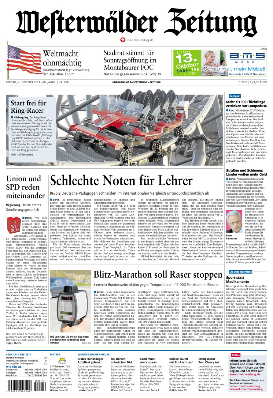 Westerwälder Zeitung vom Freitag, 04.10.2013