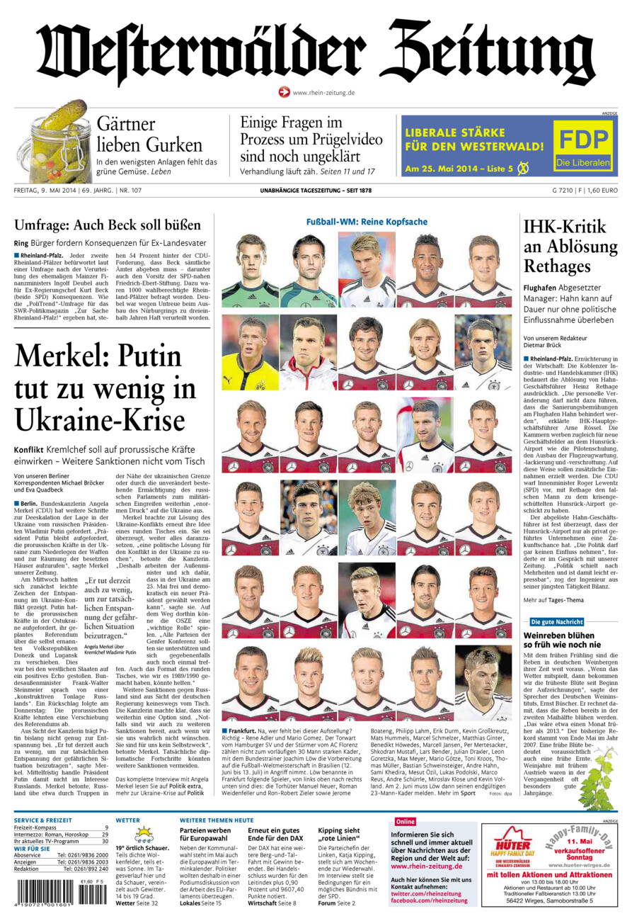 Westerwälder Zeitung vom Freitag, 09.05.2014