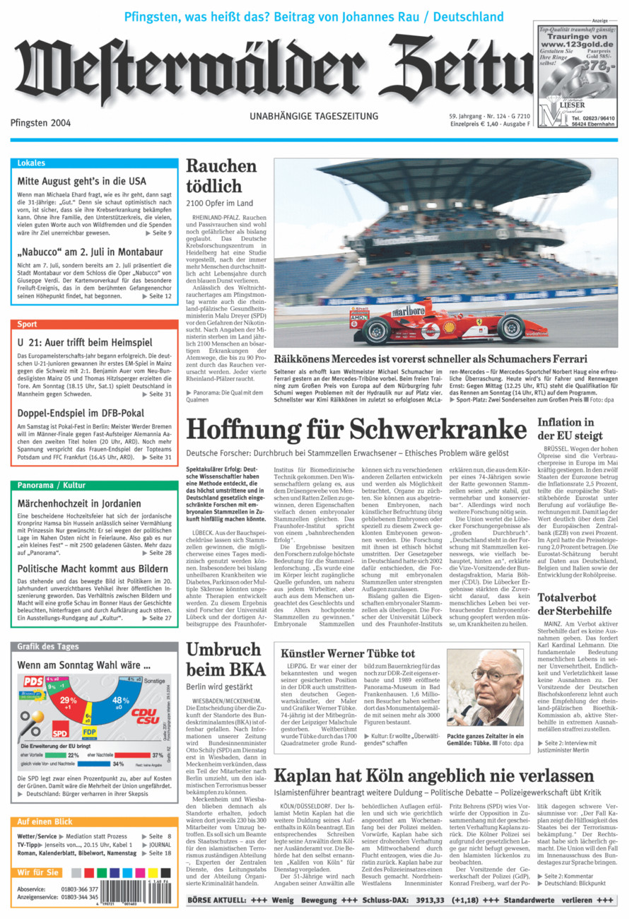 Westerwälder Zeitung vom Samstag, 29.05.2004