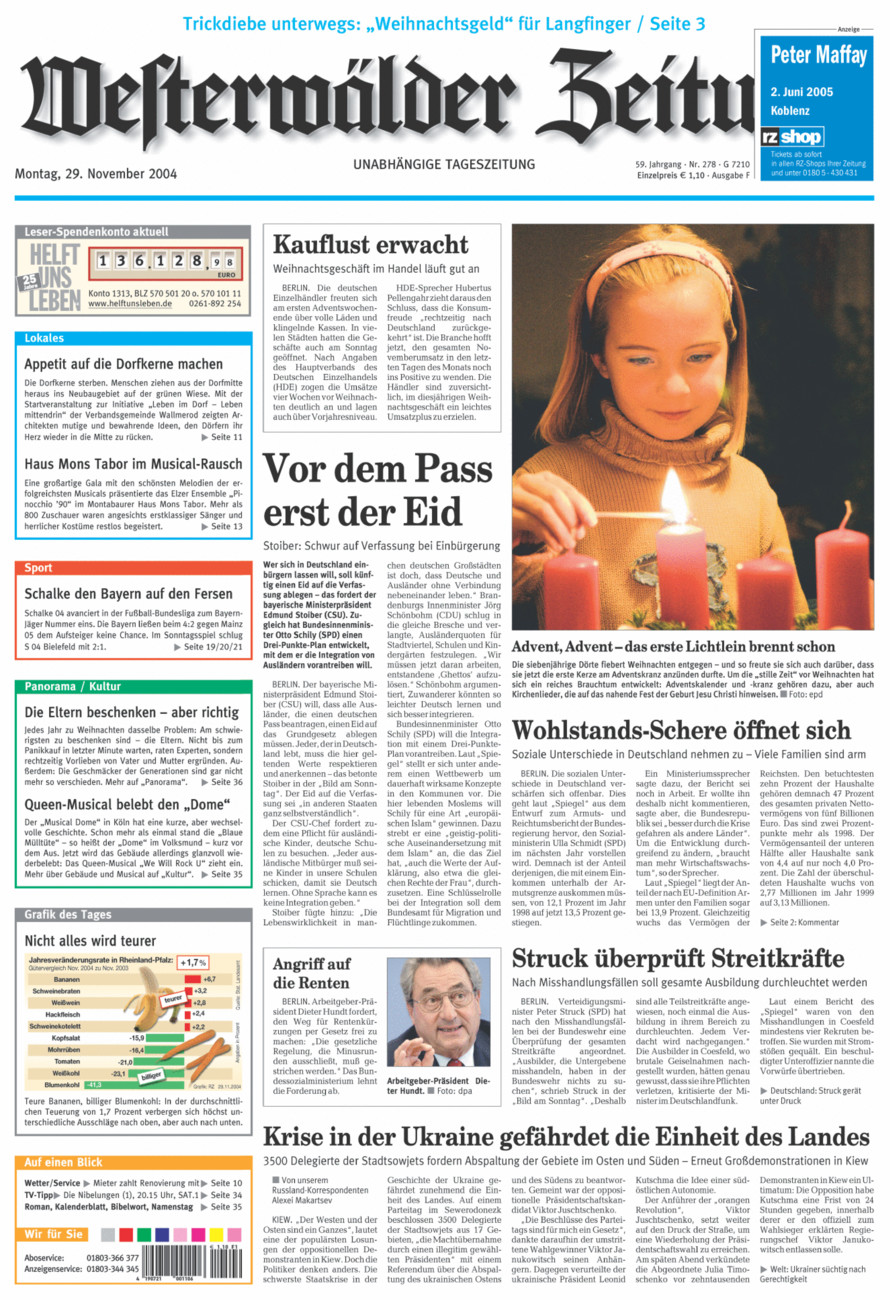 Westerwälder Zeitung vom Montag, 29.11.2004
