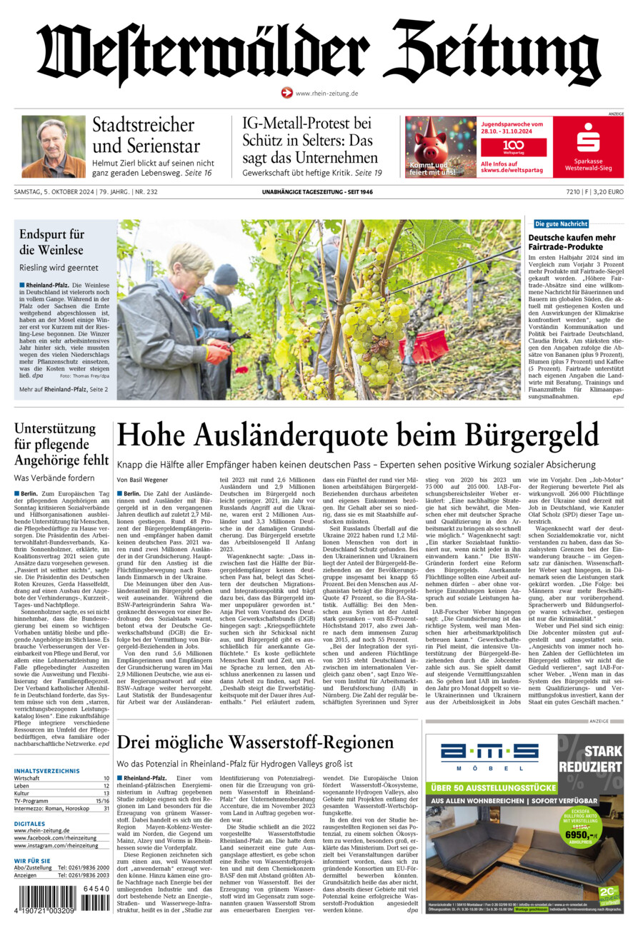 Westerwälder Zeitung vom Samstag, 05.10.2024