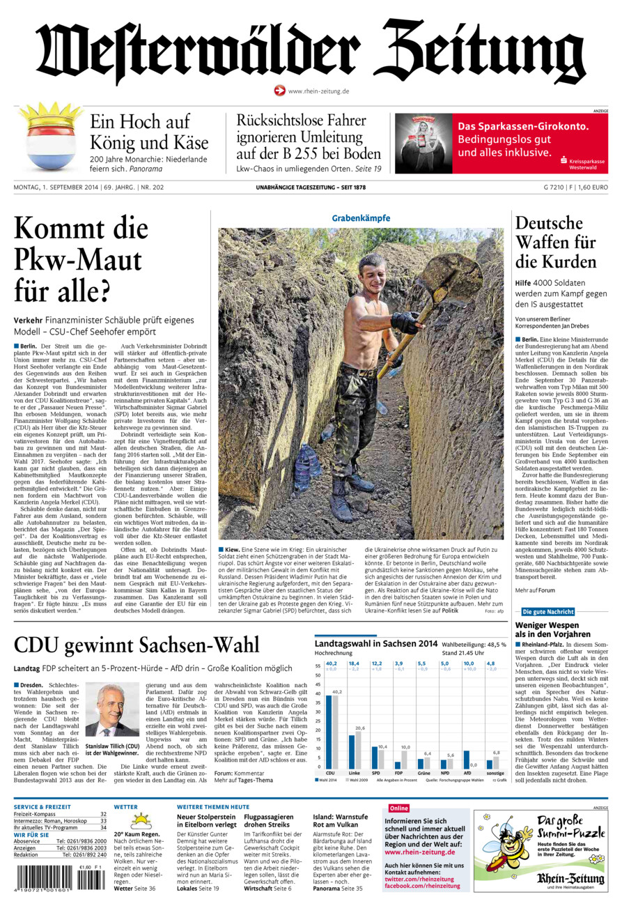 Westerwälder Zeitung vom Montag, 01.09.2014