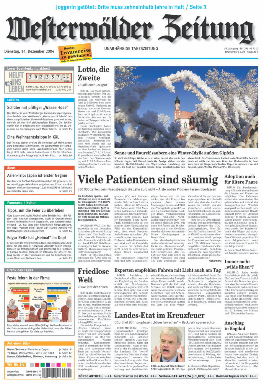 Westerwälder Zeitung vom Dienstag, 14.12.2004
