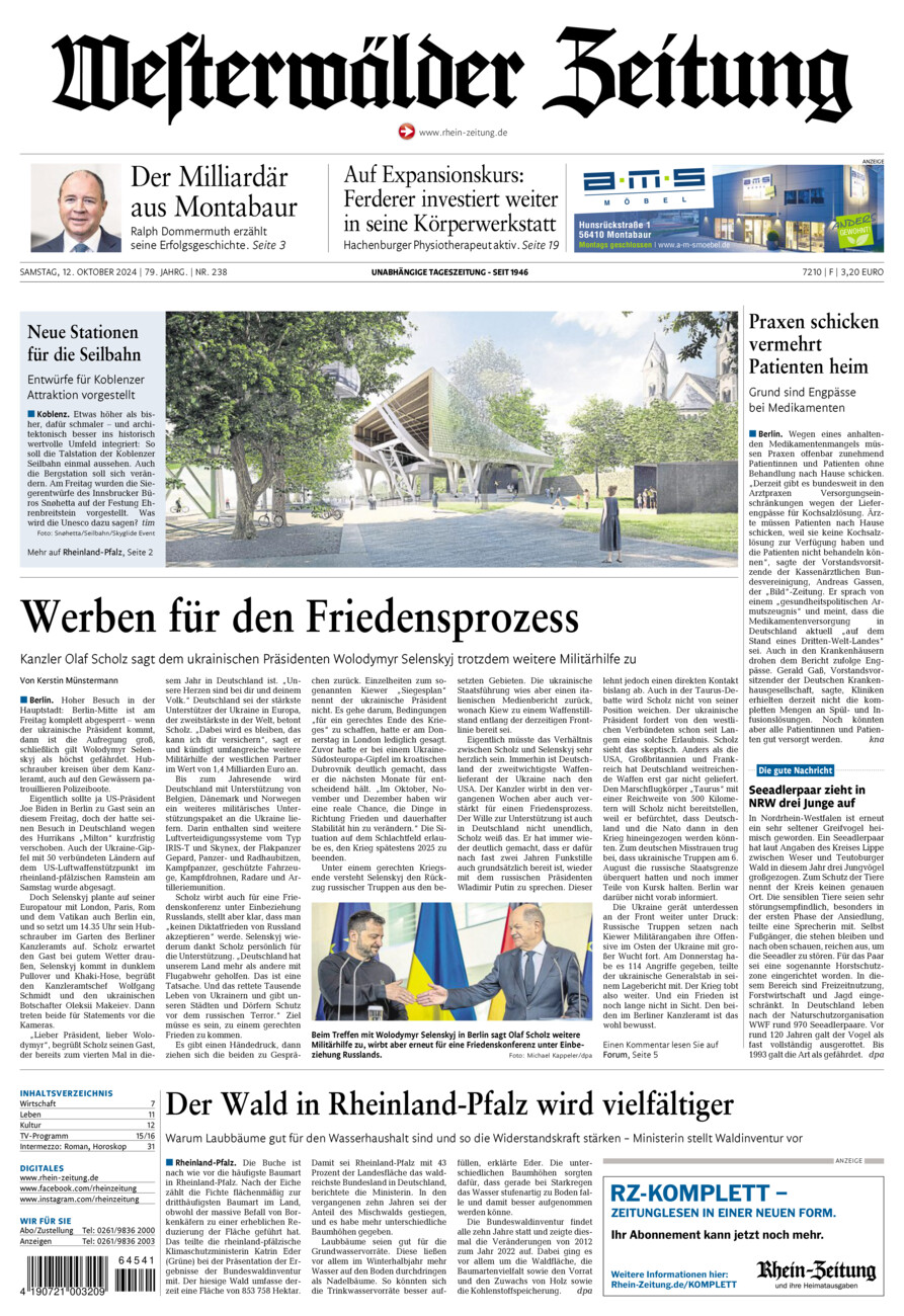 Westerwälder Zeitung vom Samstag, 12.10.2024