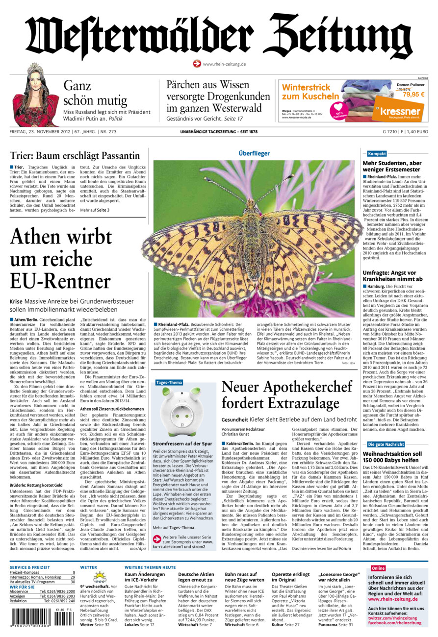 Westerwälder Zeitung vom Freitag, 23.11.2012
