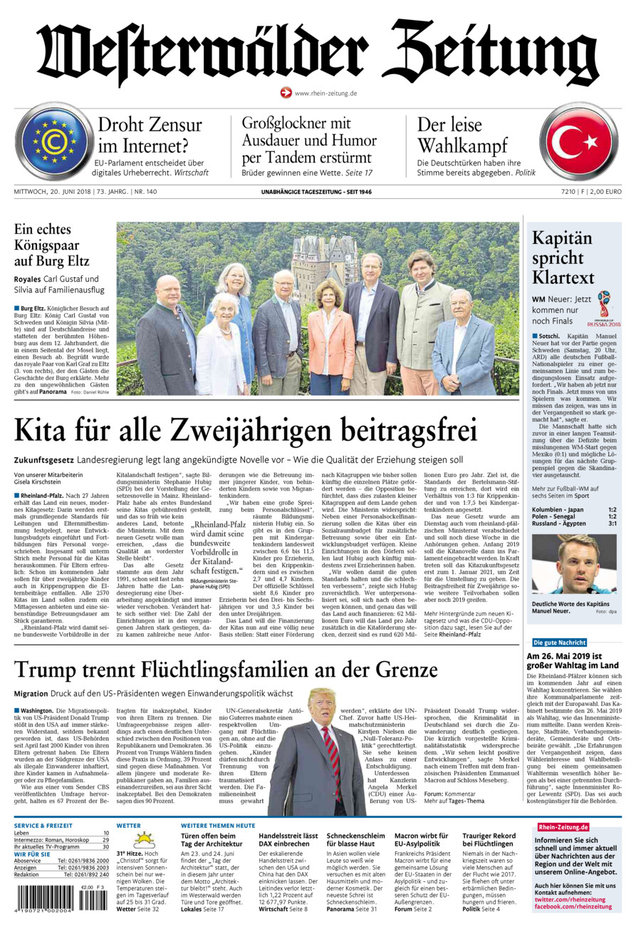 Westerwälder Zeitung vom Mittwoch, 20.06.2018