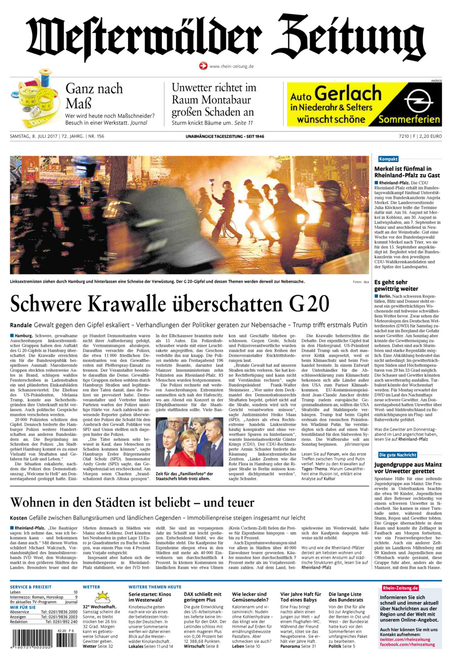 Westerwälder Zeitung vom Samstag, 08.07.2017