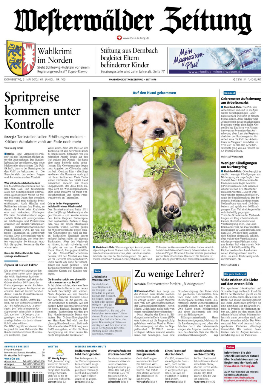 Westerwälder Zeitung vom Donnerstag, 03.05.2012