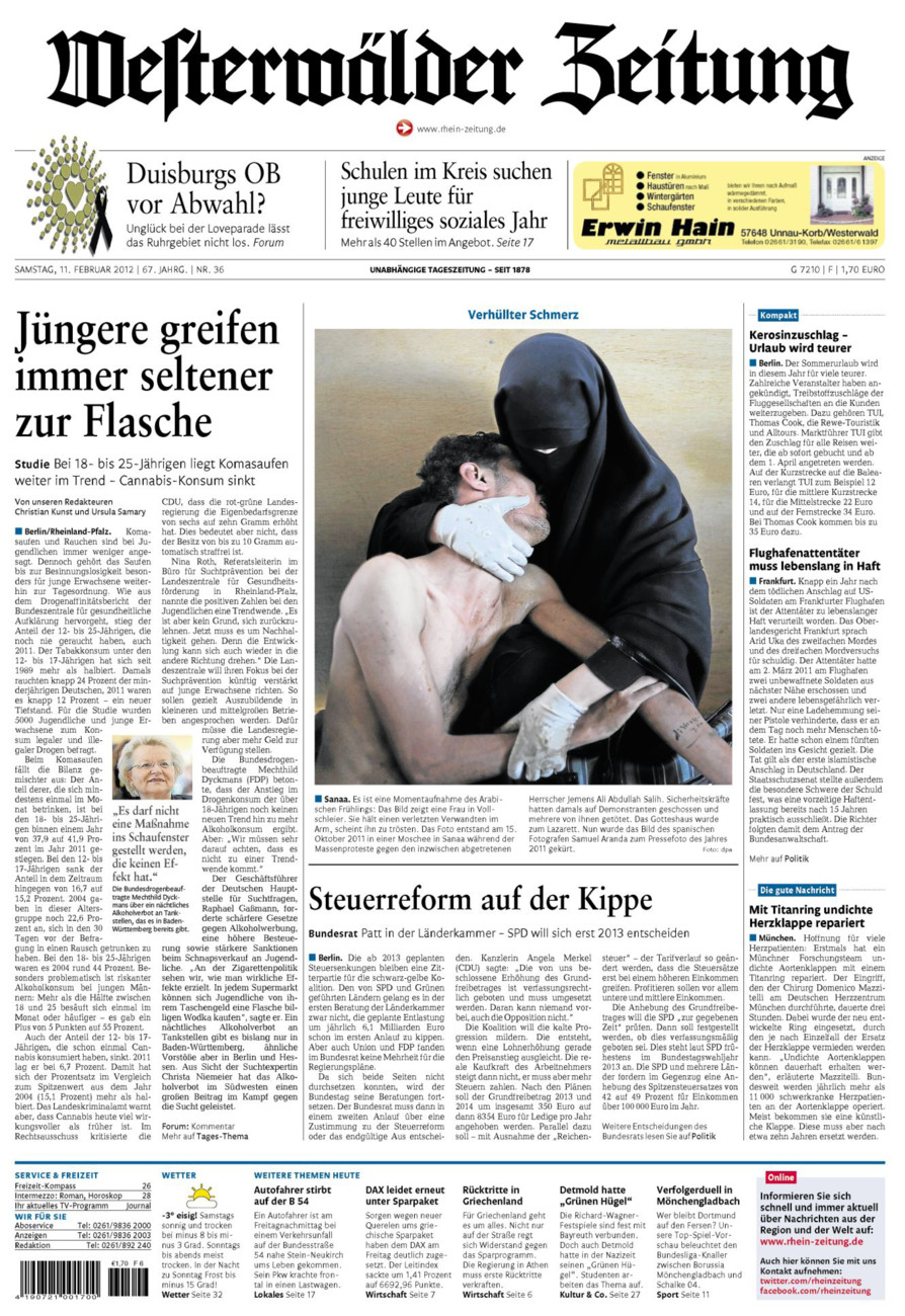 Westerwälder Zeitung vom Samstag, 11.02.2012