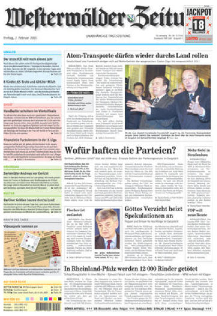 Westerwälder Zeitung vom Freitag, 02.02.2001