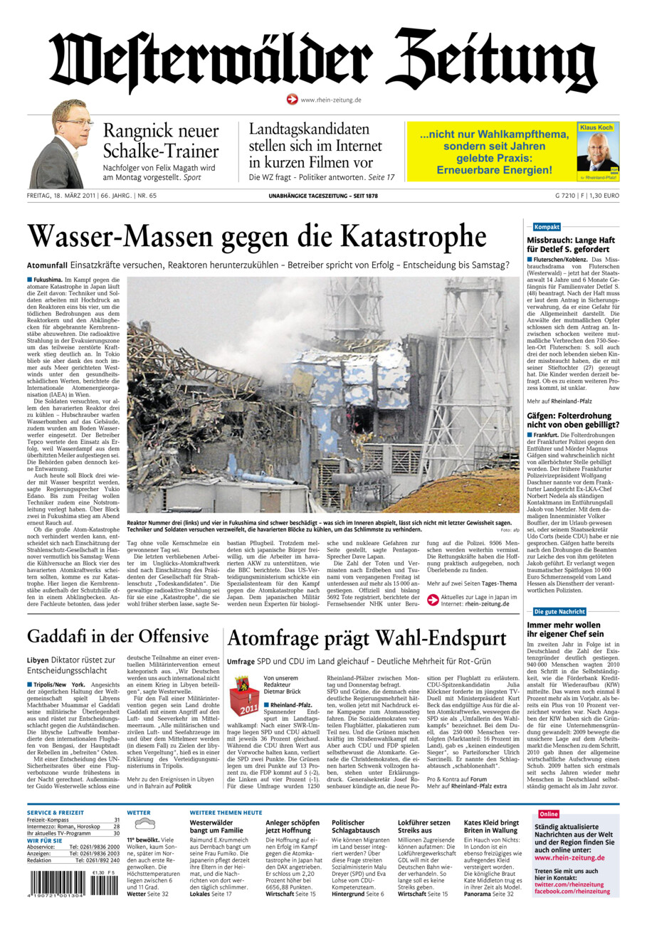 Westerwälder Zeitung vom Freitag, 18.03.2011