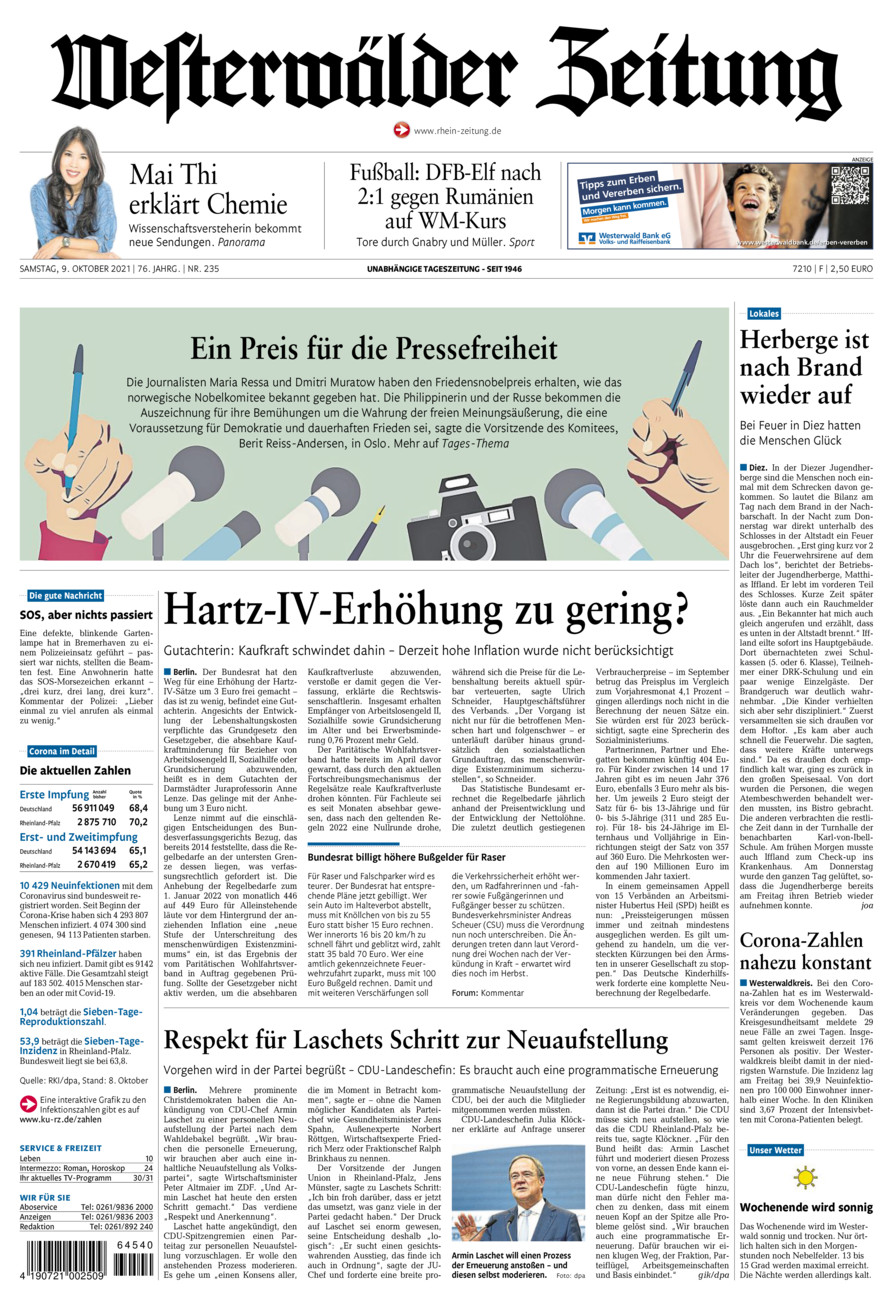 Westerwälder Zeitung vom Samstag, 09.10.2021