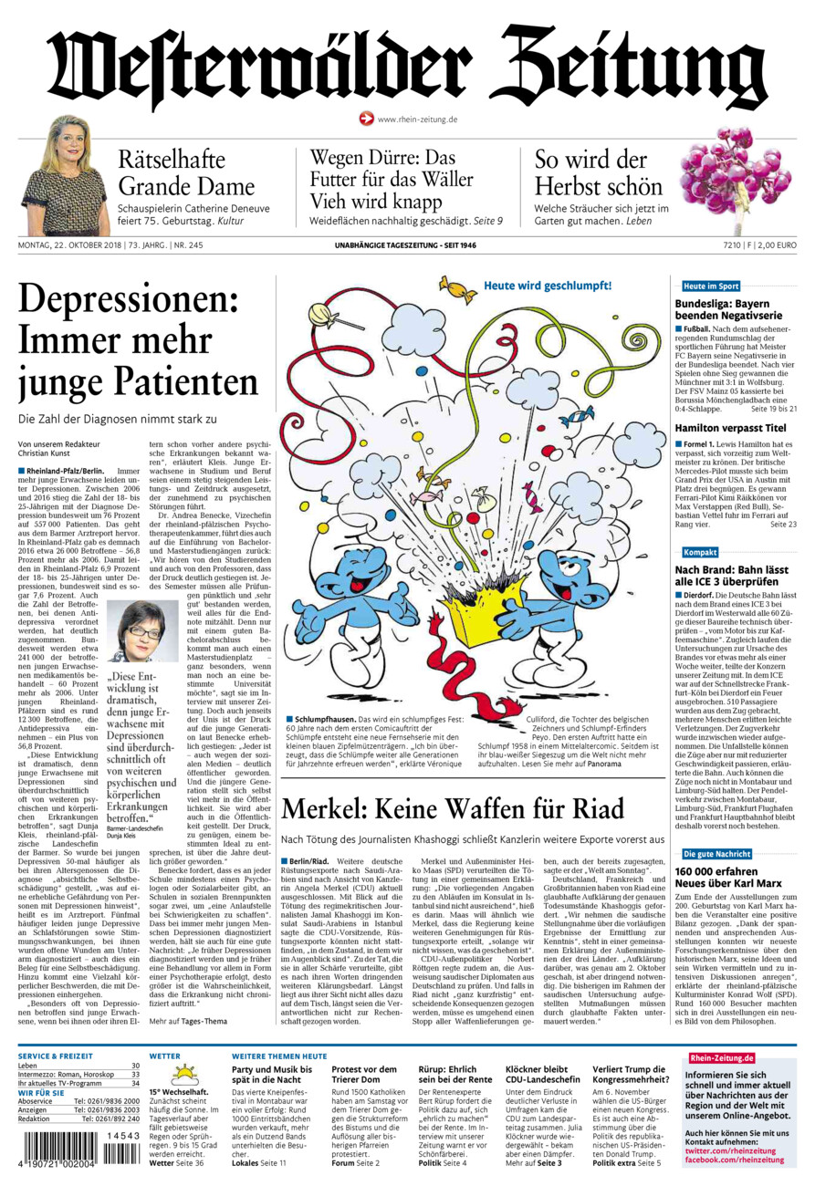 Westerwälder Zeitung vom Montag, 22.10.2018