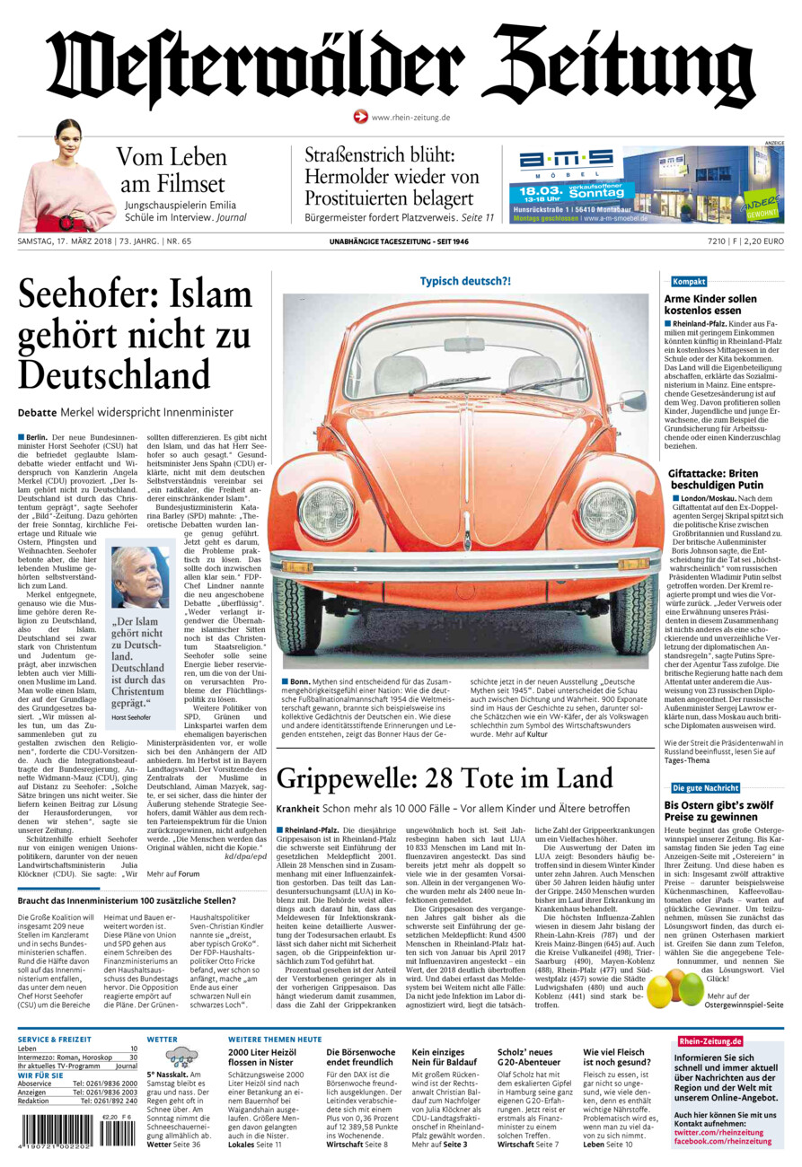Westerwälder Zeitung vom Samstag, 17.03.2018