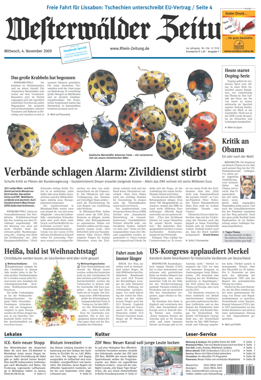 Westerwälder Zeitung vom Mittwoch, 04.11.2009