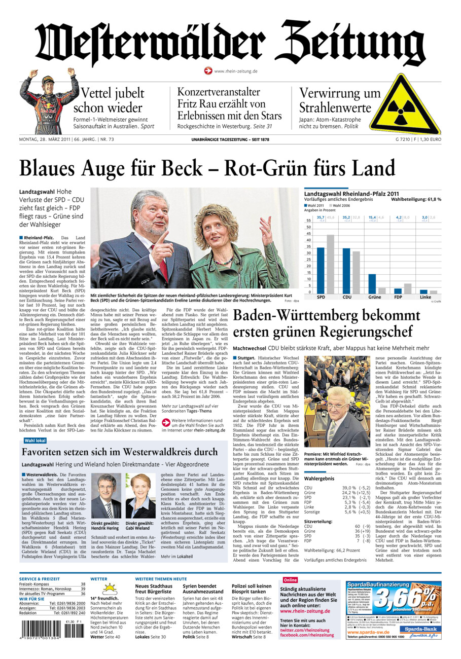 Westerwälder Zeitung vom Montag, 28.03.2011