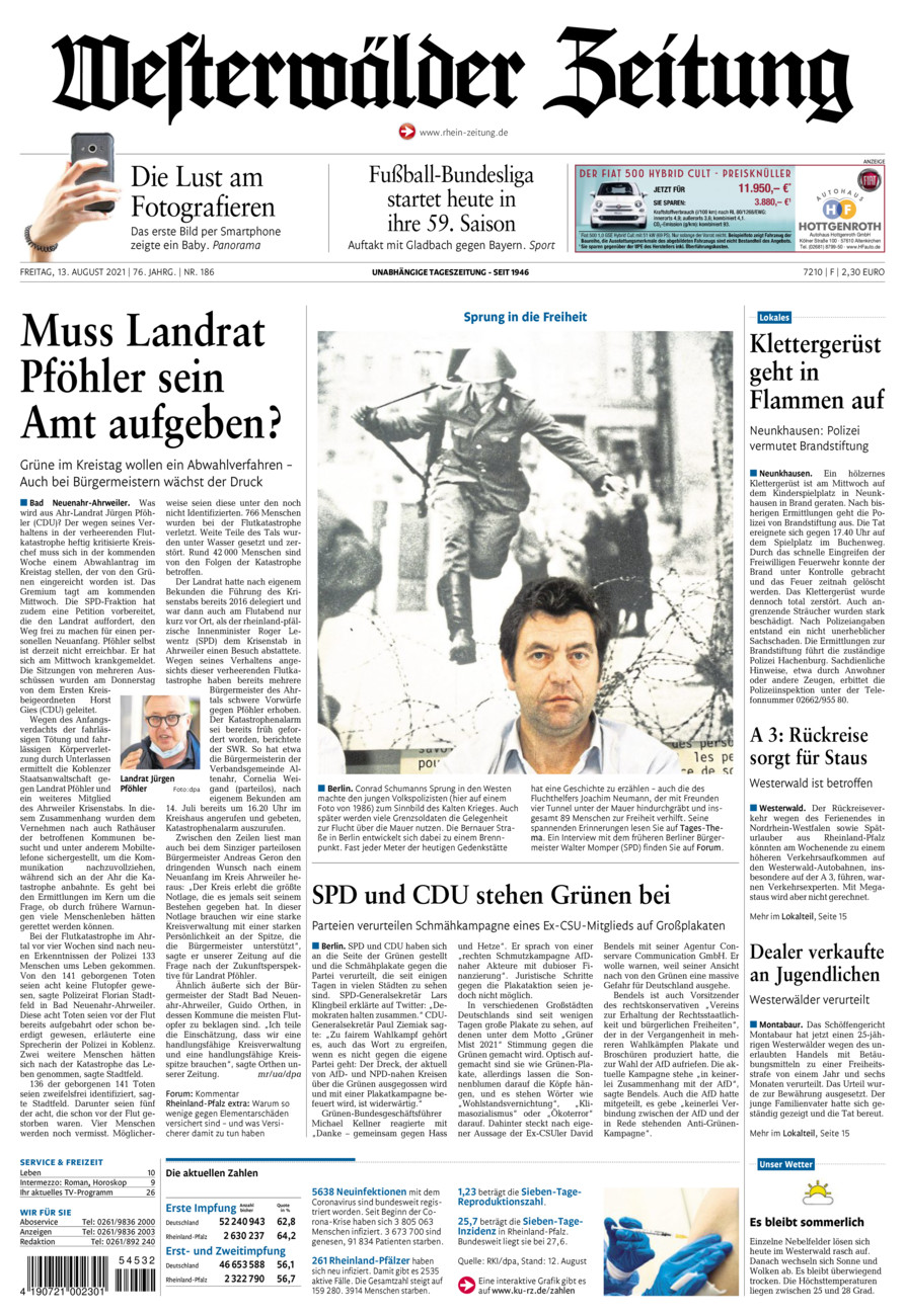 Westerwälder Zeitung vom Freitag, 13.08.2021