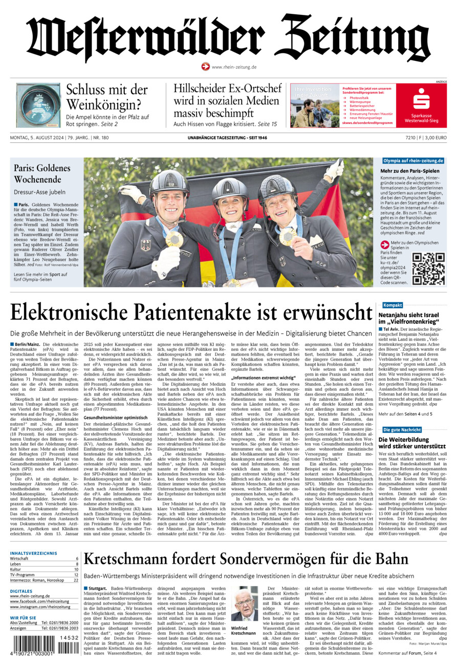 Westerwälder Zeitung vom Montag, 05.08.2024