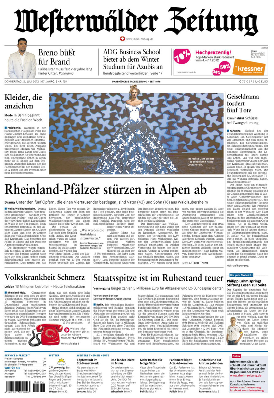 Westerwälder Zeitung vom Donnerstag, 05.07.2012